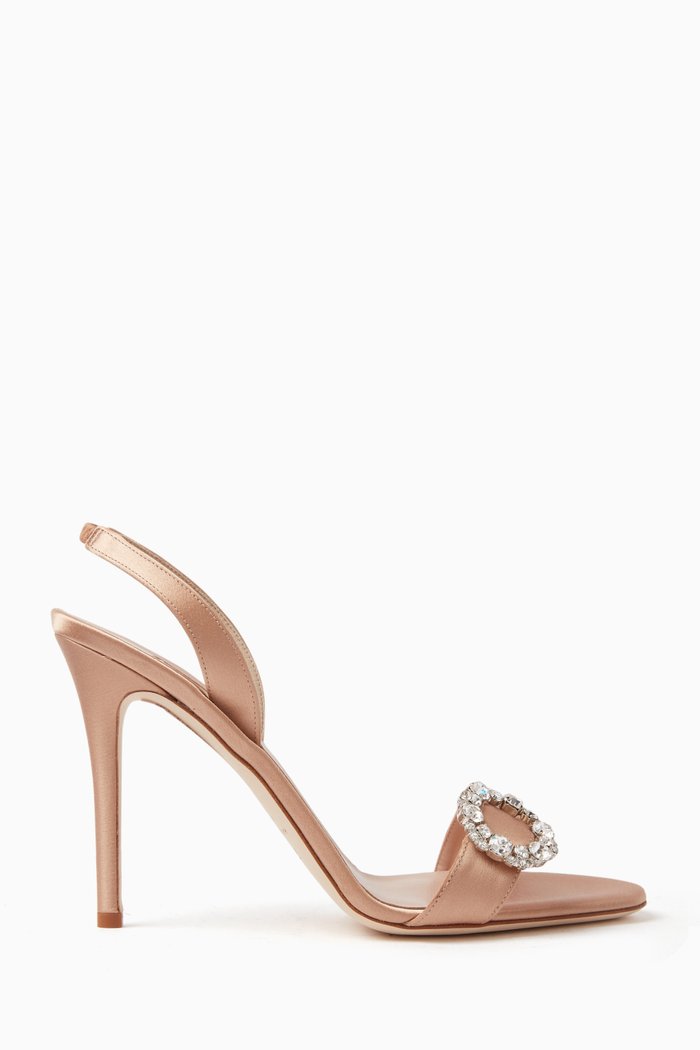

Dish 100 Embellished Slingback Sandals in Satin, Neutral