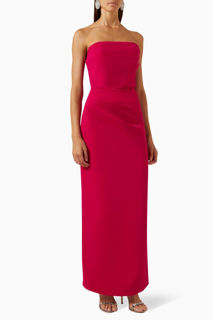 

Strapless Maxi Dress in Crepe, Pink