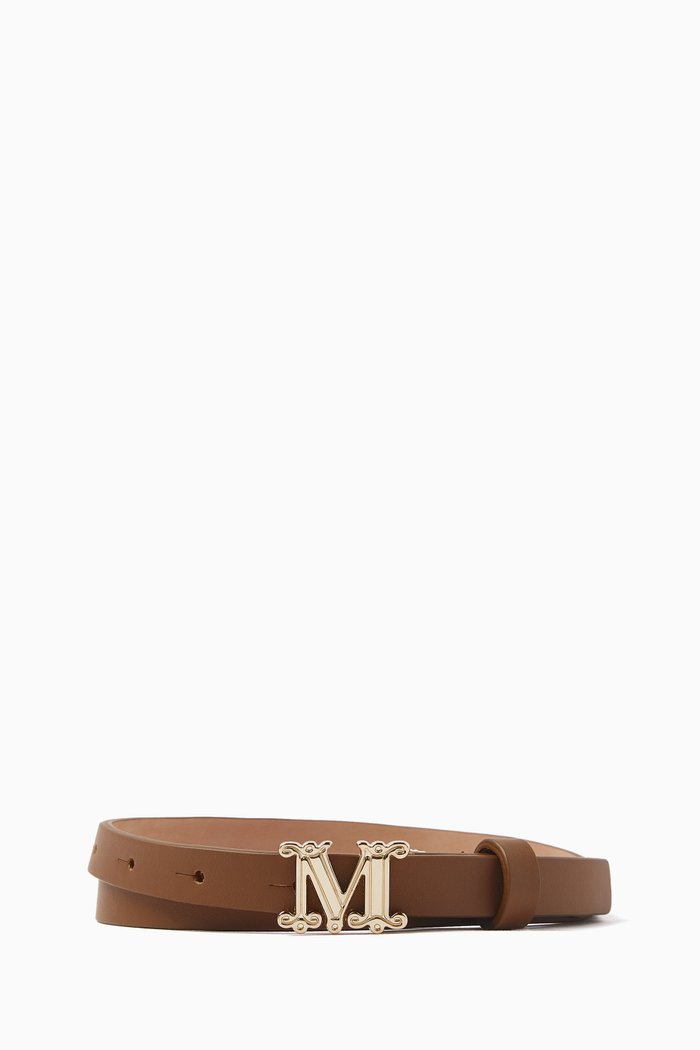 

Mgraziata Monogram Belt in Leather, Brown