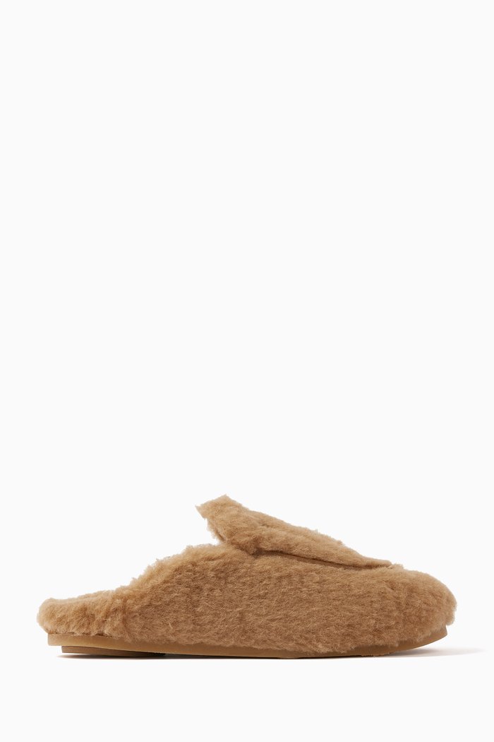 

Teddy Mules in Cashmere and Leather, Brown