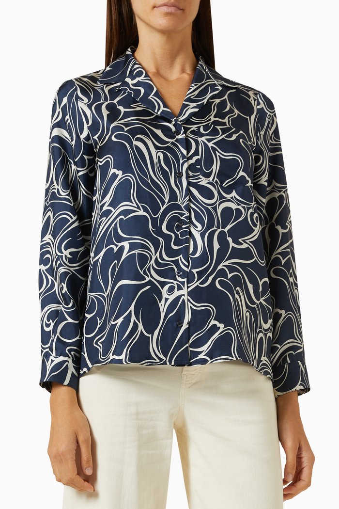 

Babila Shirt in Silk Twill, Blue