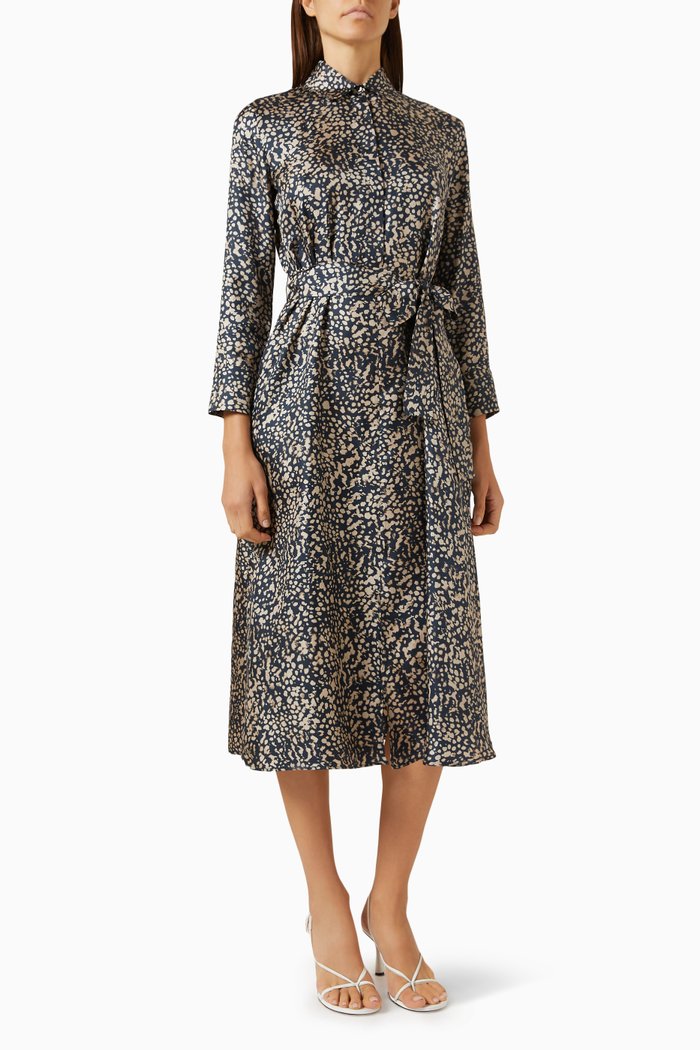 

Gemma Midi Dress in Silk, Blue