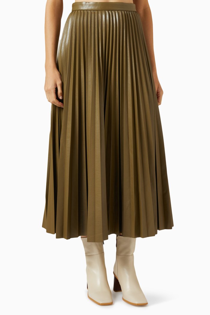 

Newport Skirt in Coated Jersey, Green