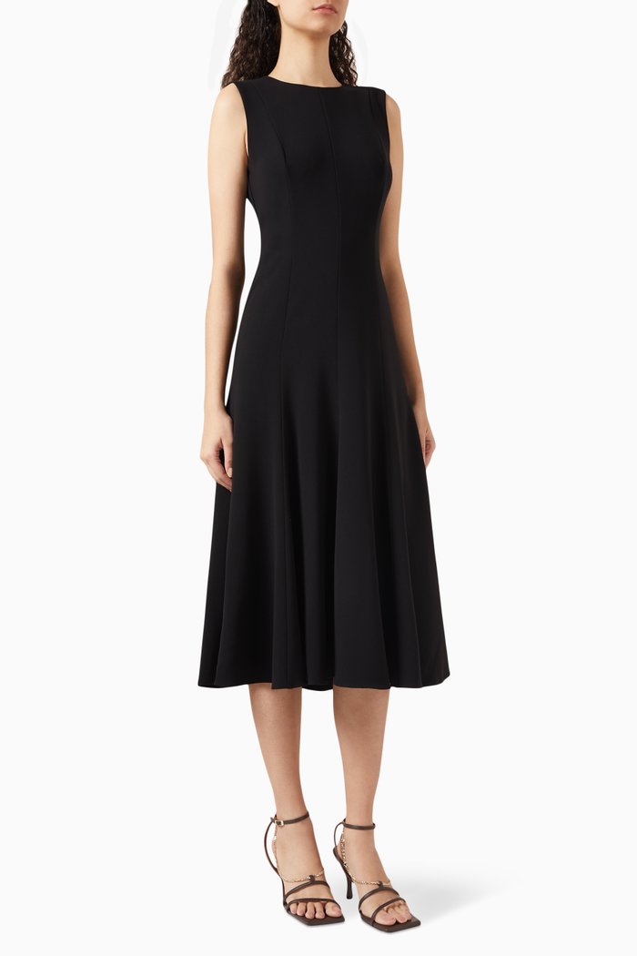 

A-line Midi Dress in Crepe, Black