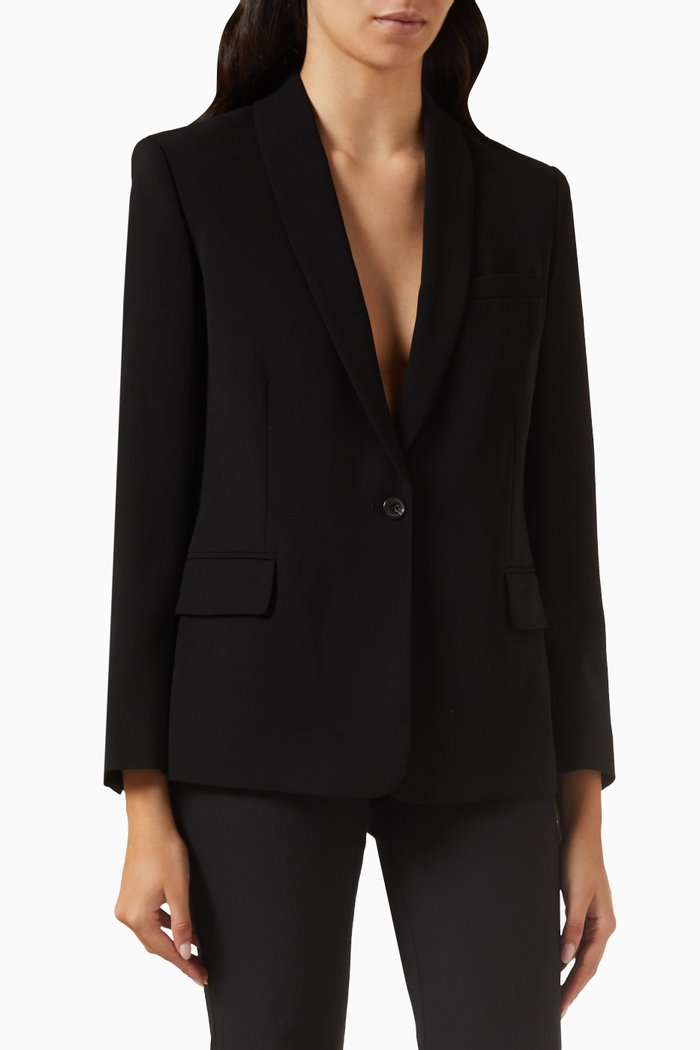 

Shawl Collar Tailored Blazer in Crepe, Black