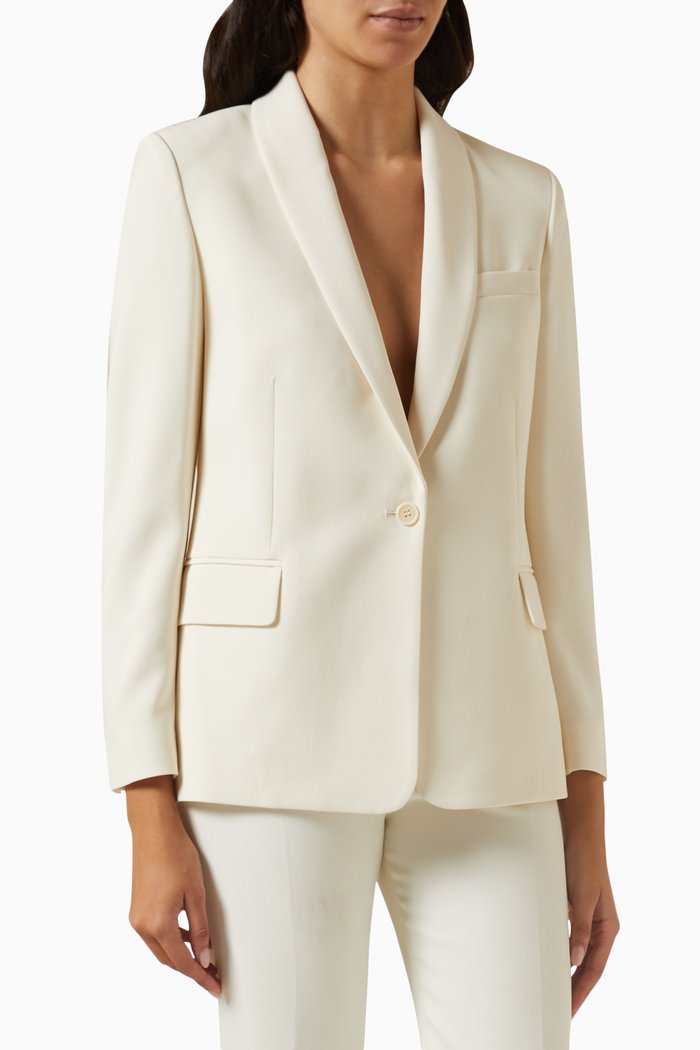 

Shawl Collar Tailored Blazer in Crepe, Neutral