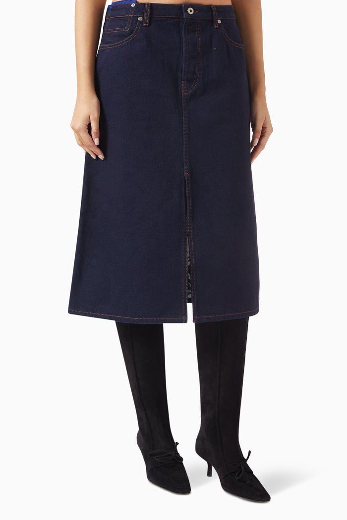 

Midi Skirt in Japanese Denim, Blue