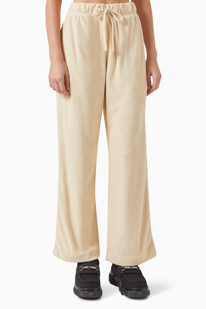 

Equestrian Knight Print Pants in Cotton Towelling, Neutral