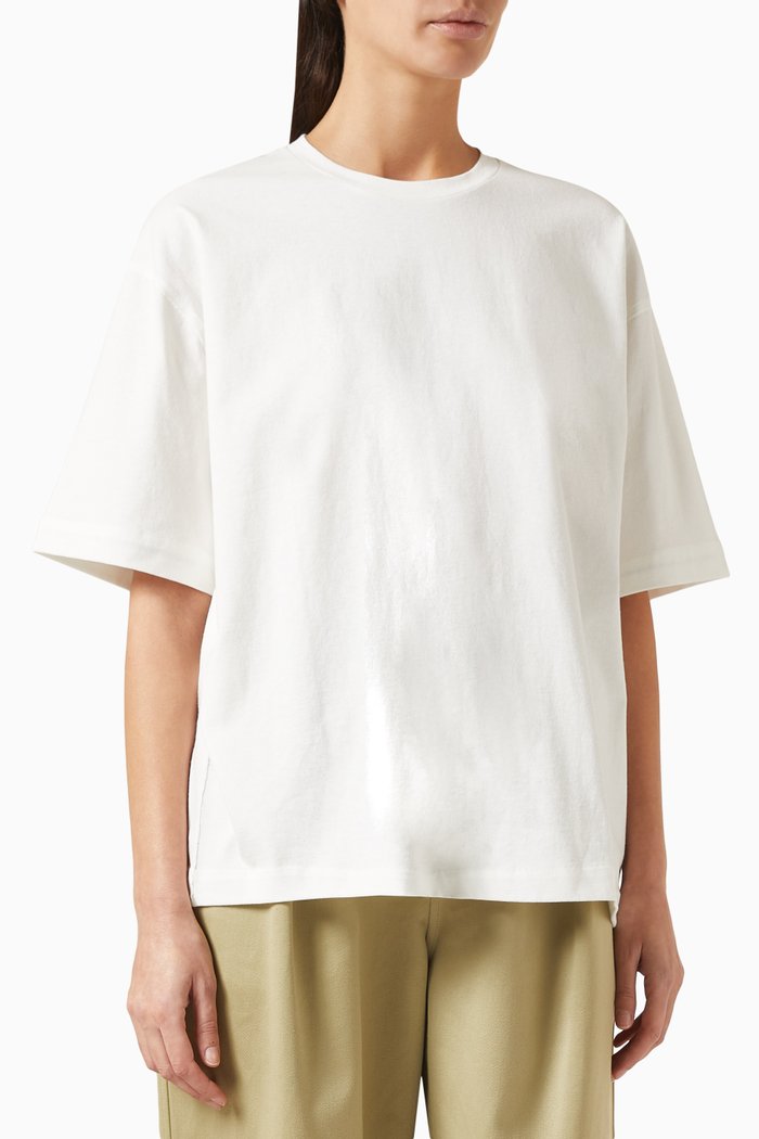 

Contrast Stripe T-shirt in Cotton Jersey, White