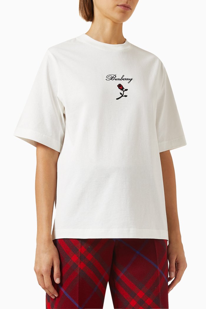 

Rose Logo T-shirt in Cotton Jersey, White