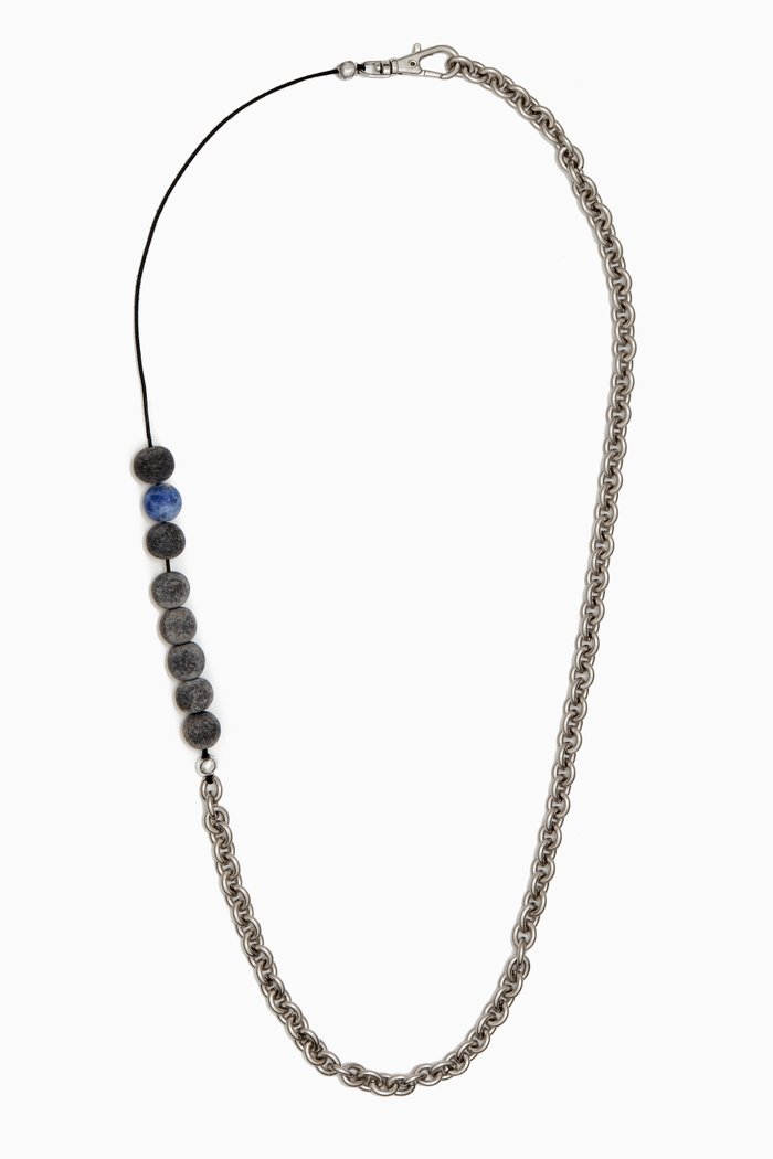 

Finn Horn Necklace in Brass & Cord, Grey