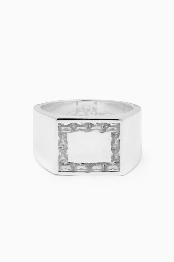 

Baguettes Signet Ring in Cubic Zirconia & Sterling Silver