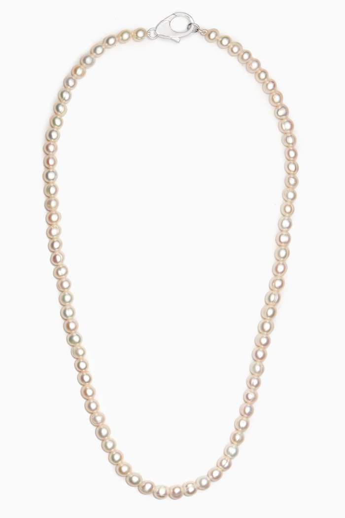 

Classic Pearl Chain Necklace in Sterling Silver, White