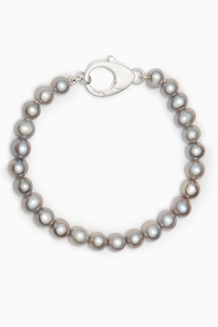 

Classic Pearl Bracelet in Sterling Silver, Grey
