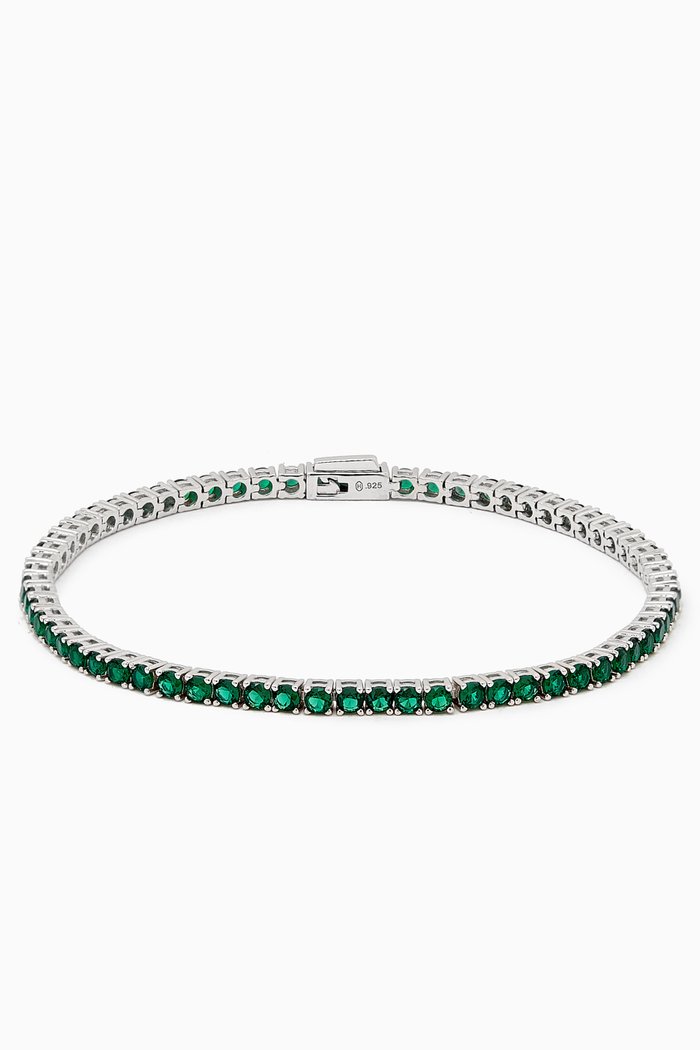 

Classic Tennis Bracelet in Cubic Zirconia & Sterling Silver, Green