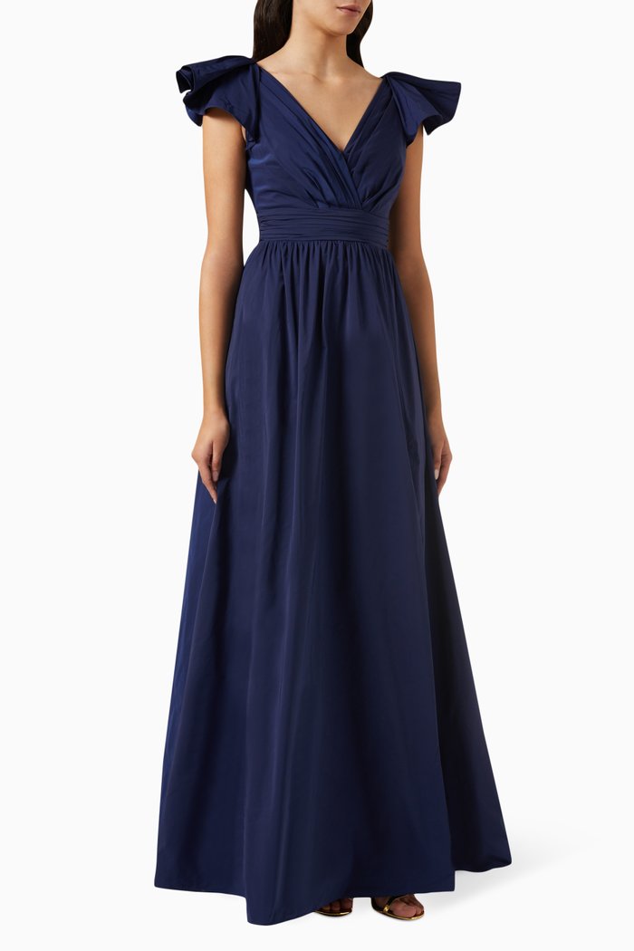 

Bow Detail Gown in Taffeta, Blue