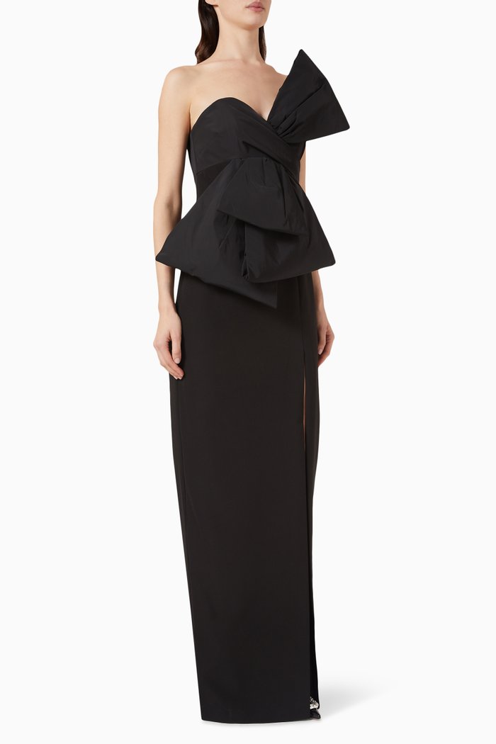 

Deconstructed Bow Maxi Dress in Stretch-crepe, Black