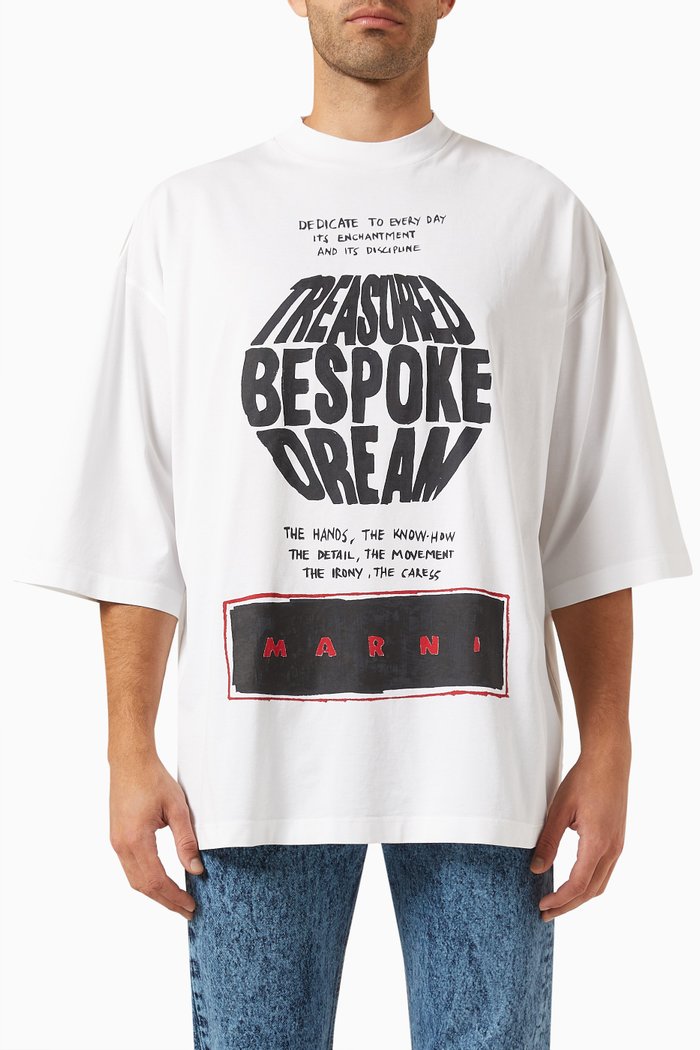 

Graphic Logo Print T-shirt in Bio Cotton Jersey, White