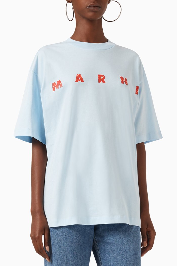 

Logo-print Oversized T-shirt in Cotton, Blue