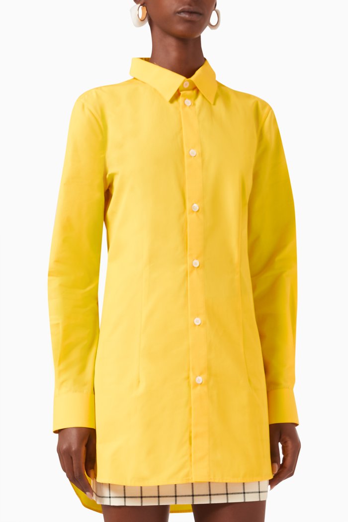 

Balloon-sleeves Shirt in Cotton-poplin, Yellow