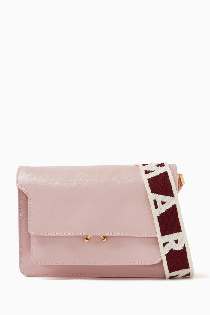 

Medium Trunk Crossbody Bag in Smooth Leather, Pink