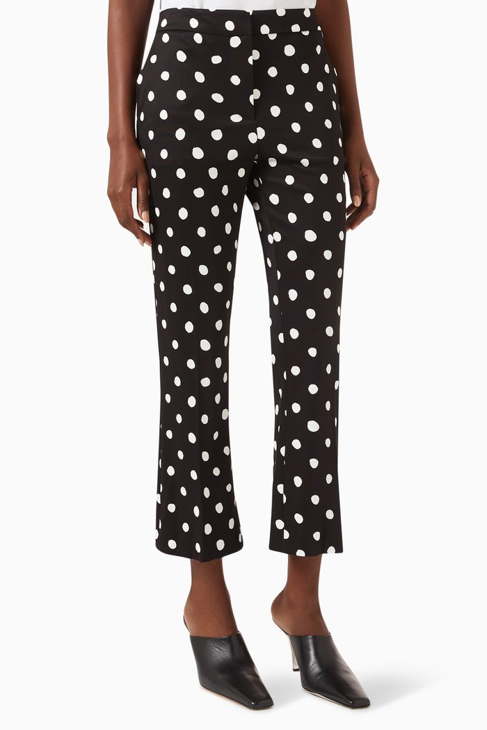 

Polka-dot Cropped Pants in Stretch-viscose, Black