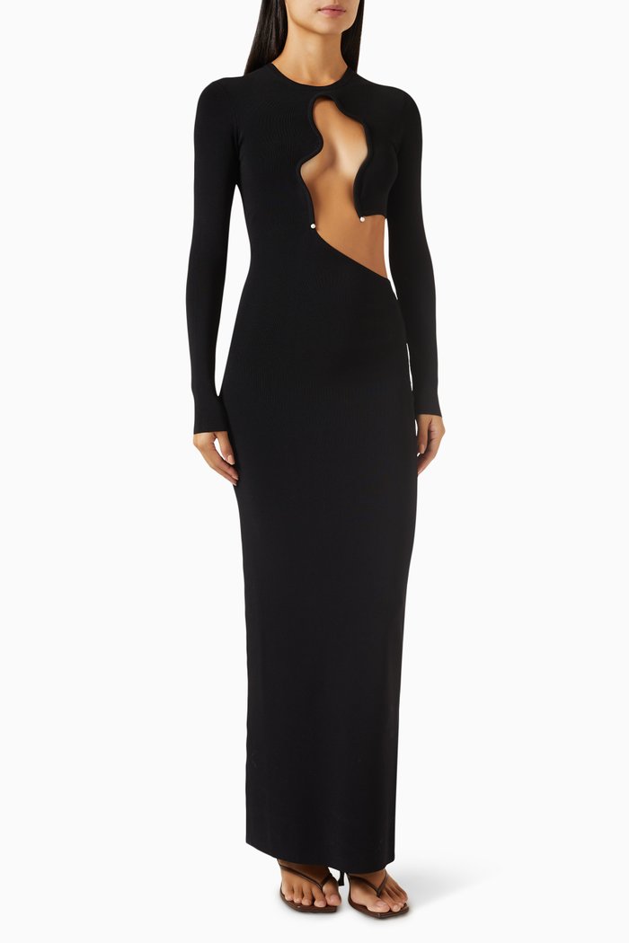Salacia Wire Column Dress in Stretch-jersey, Black