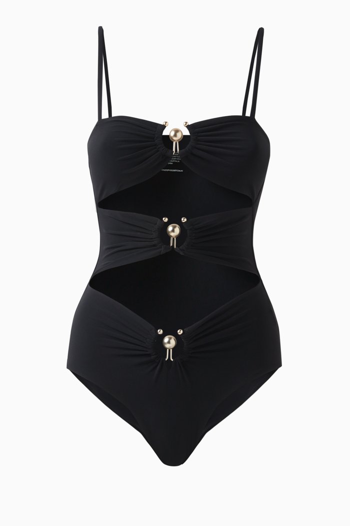 Pierced Orbit One Piece Swimsuit, Black