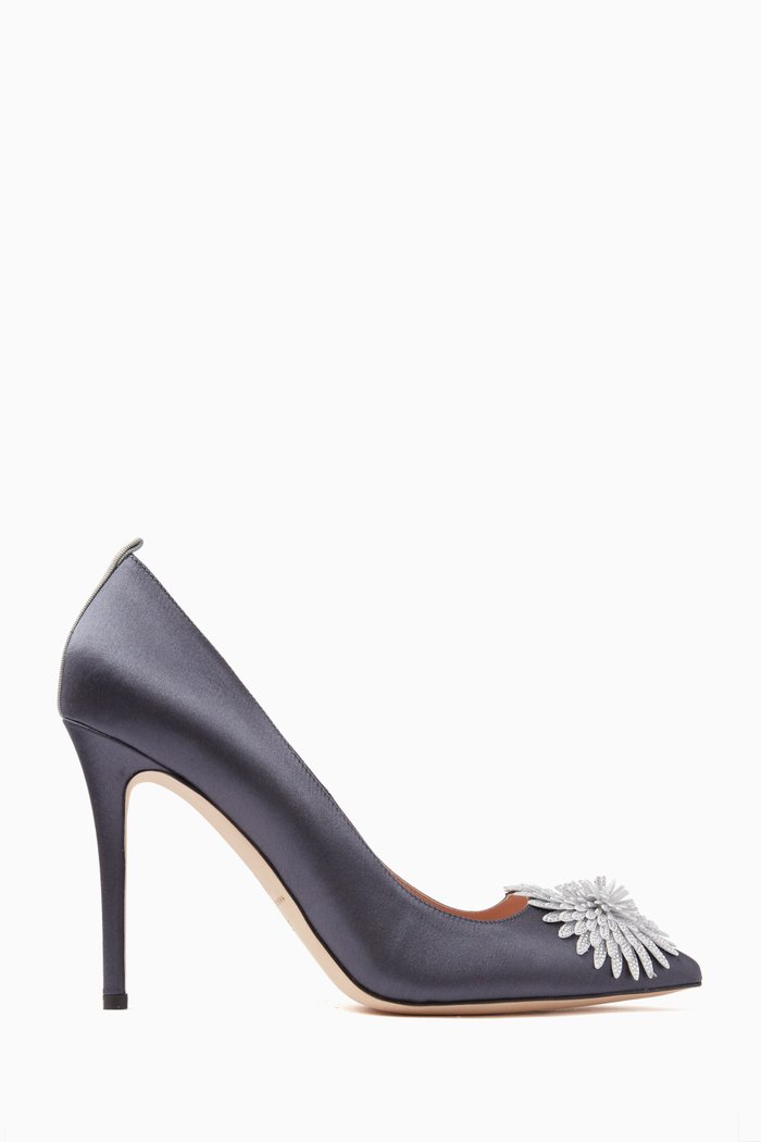 Safa 100 Embellished Pumps in Satin, Grey