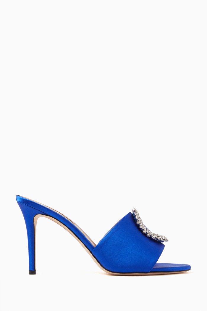 

Soleil 90 Embellished Sandals in Satin, Blue