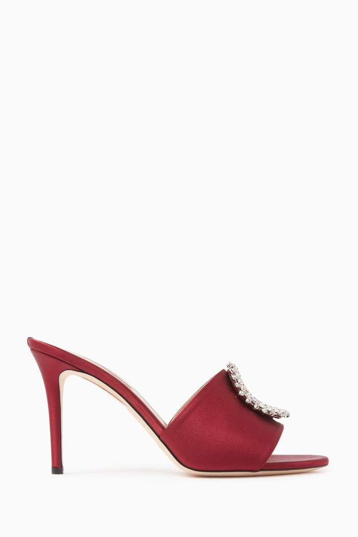 

Soleil 90 Embellished Sandals in Satin, Burgundy