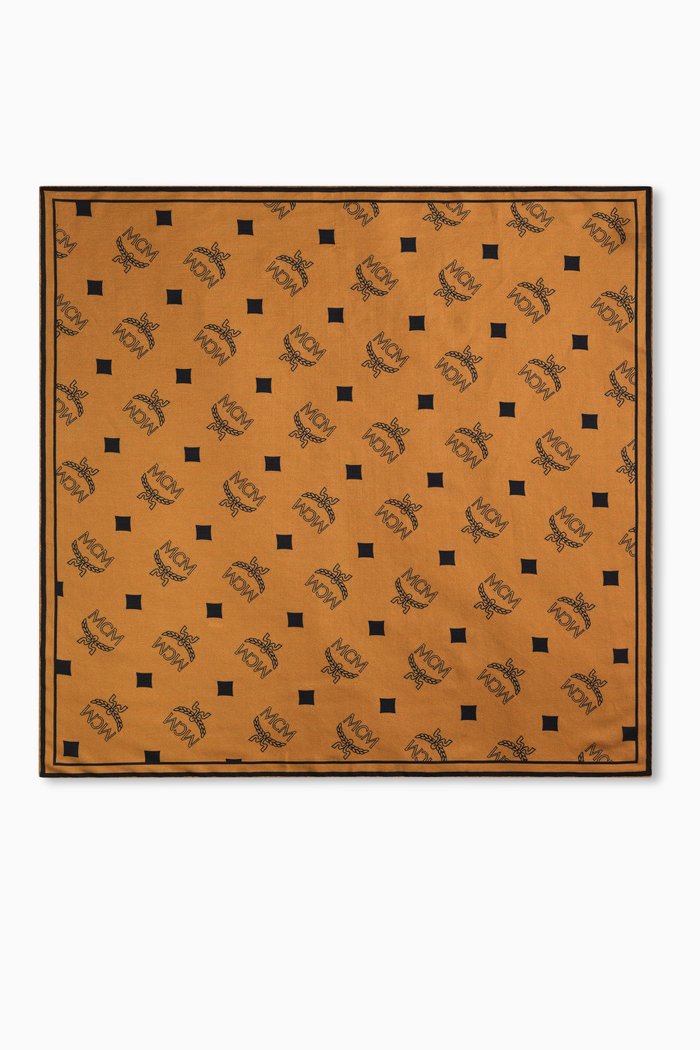 

Monogram-print Bandana Scarf in Cotton-blend, Brown