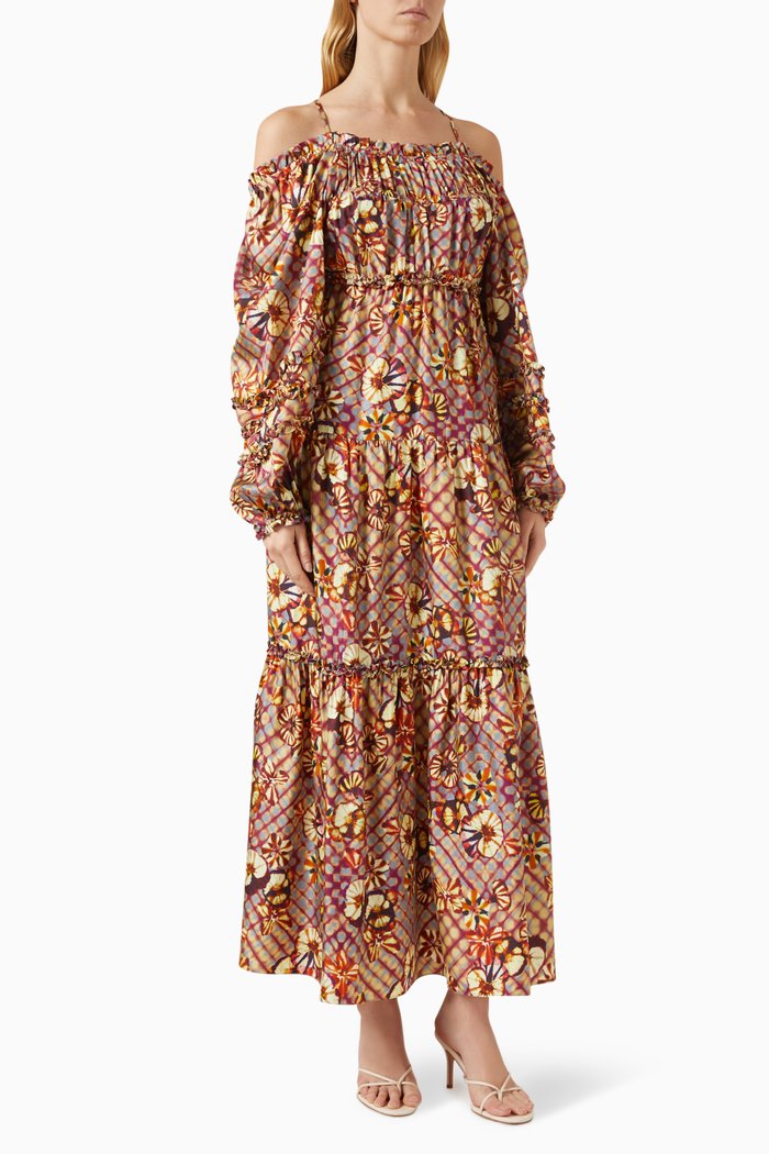 Anastasia Gown in Silk Twill, Multicolour