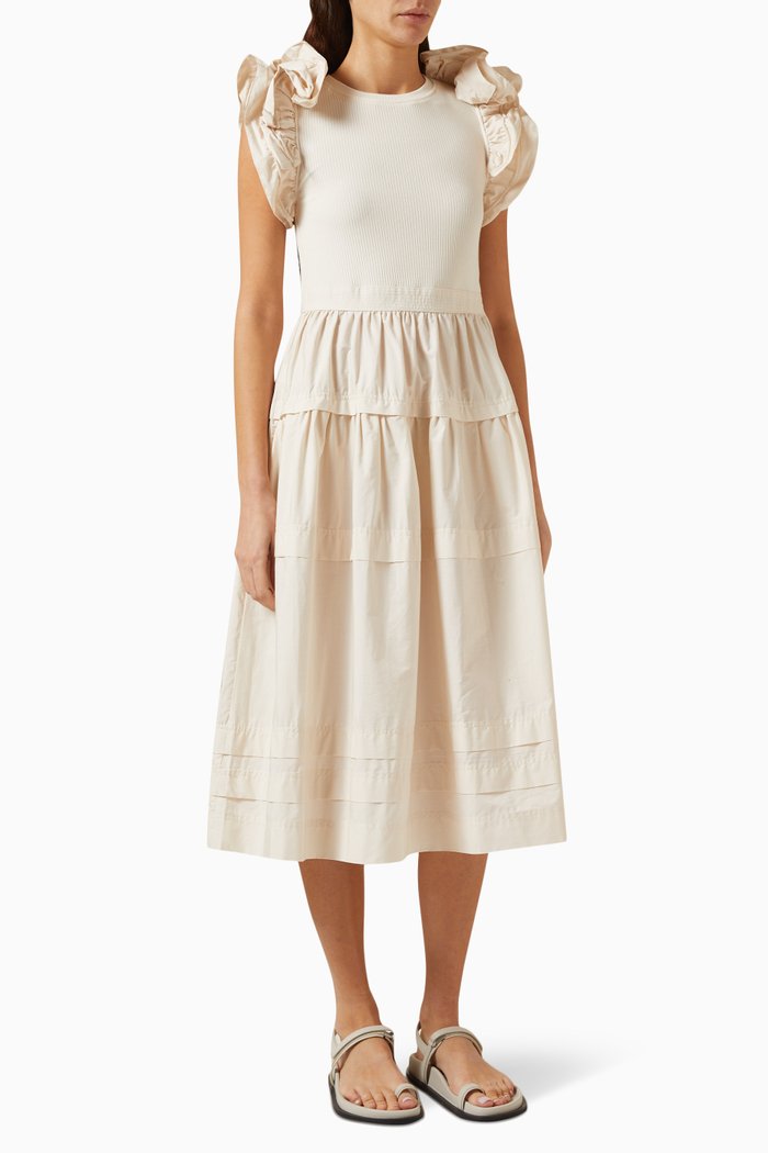 

Francine Midi Dress in Cotton, Neutral