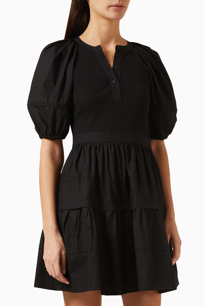 

Amelia Mini Dress in Cotton, Black
