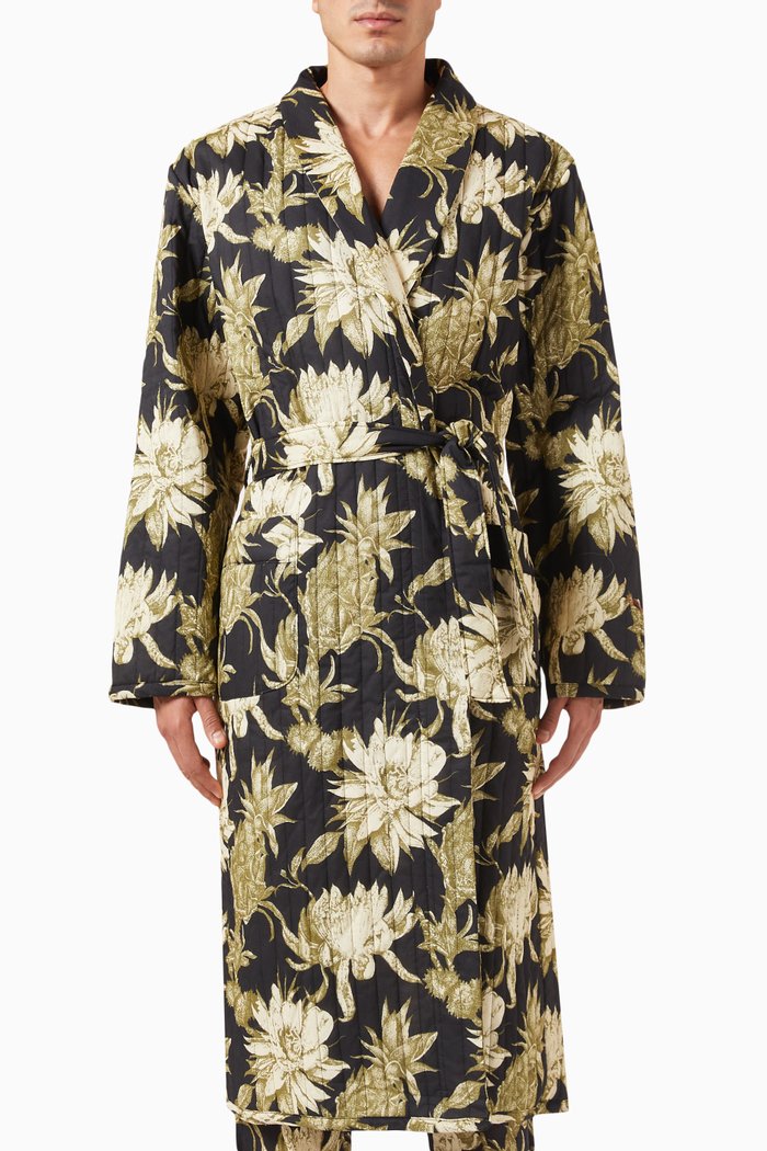 

Night Bloom Print Quilted Robe, Multicolour