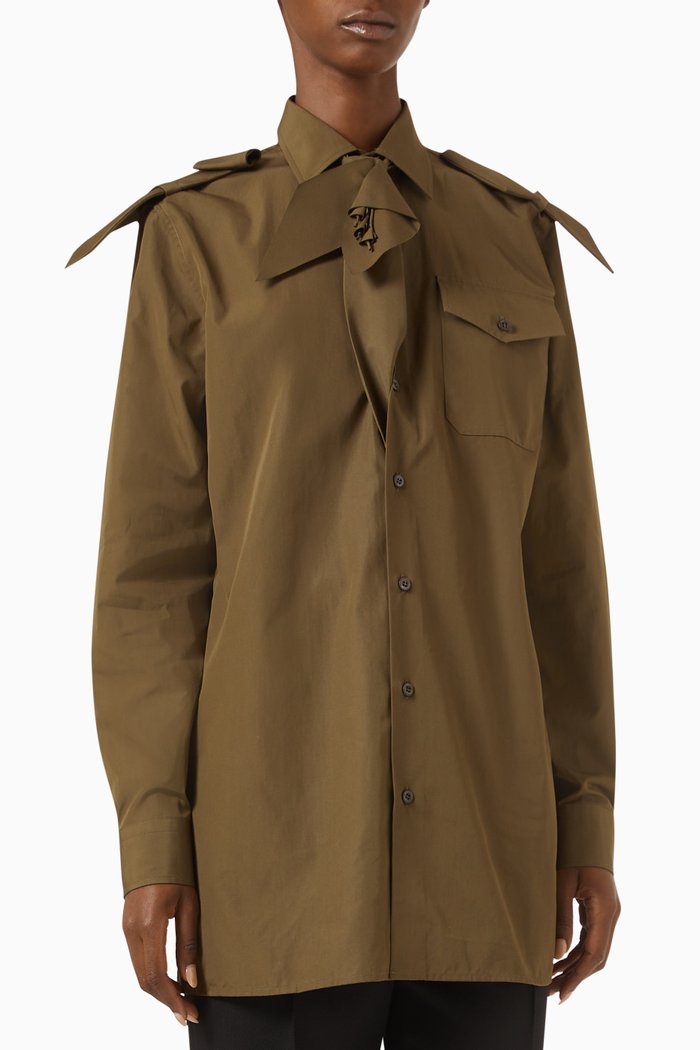 

Camicia Military Shirt in Cotton-poplin, Green
