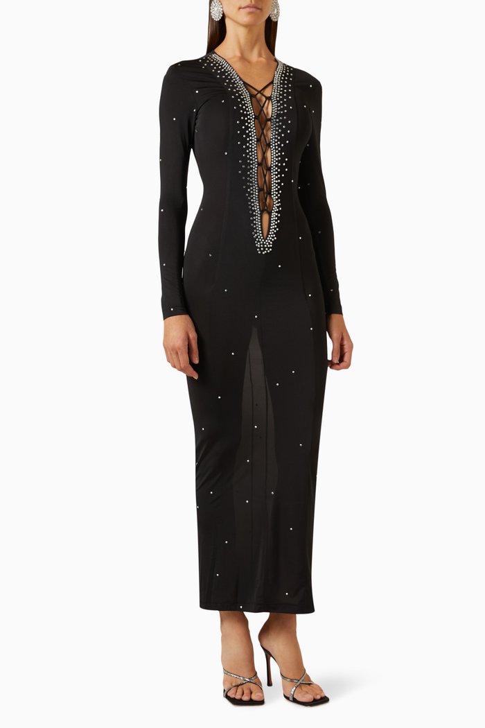 

Le Cher Embellished Maxi Dress, Black