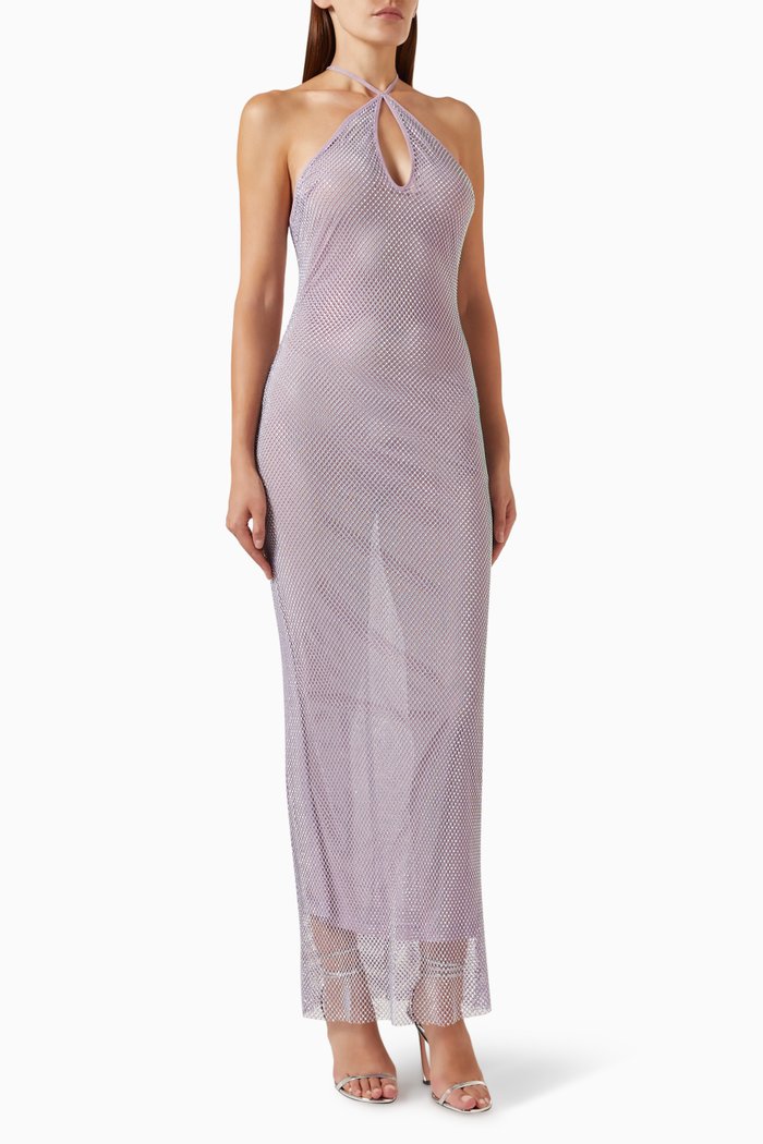

Lynn Sequinned Maxi Dress in Polyester, Purple
