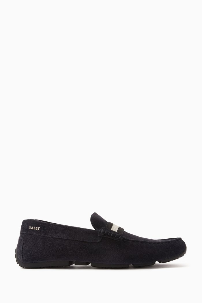 Pearce Driver Shoes in Leather, Blue