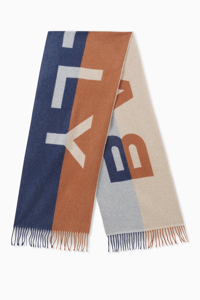 

Two-tone Logo Scarf in Jacquard Wool, Brown