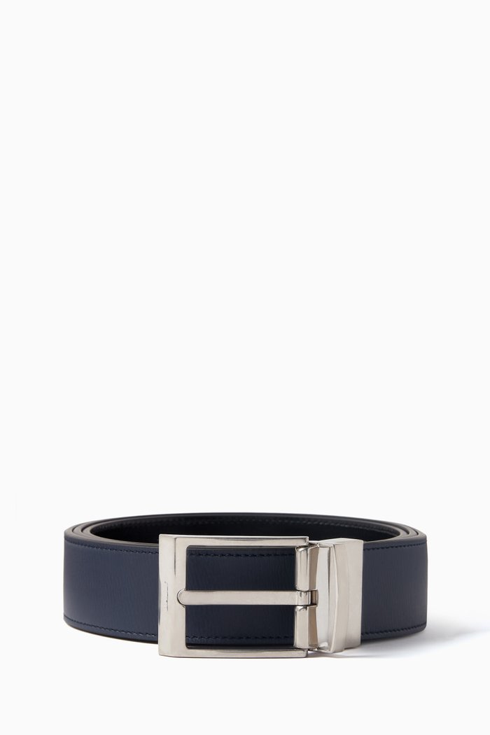 

Shiffie Reversible Belt in Leather, Blue