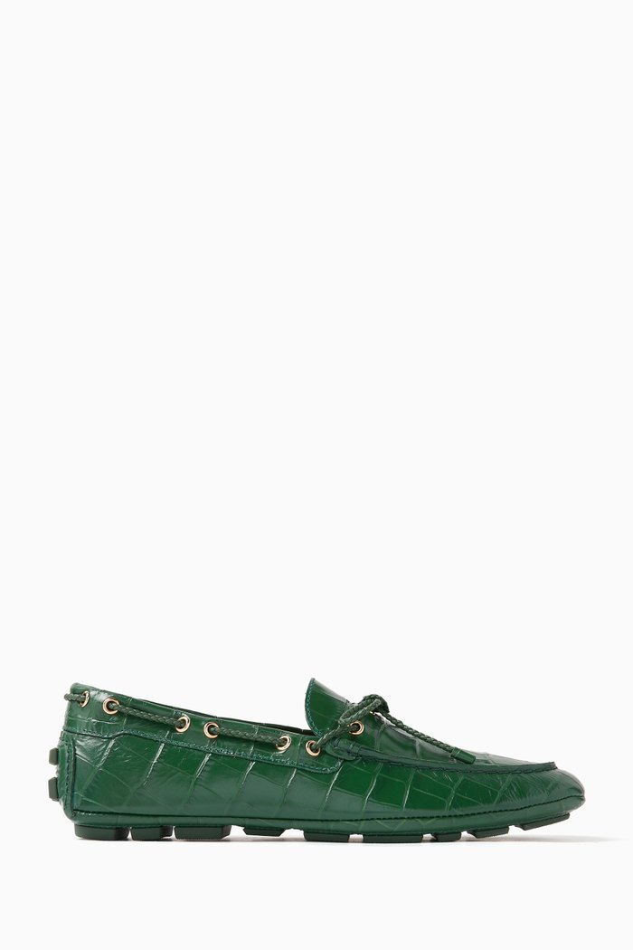 

Kyan Loafers in Croc-embossed Leather, Green