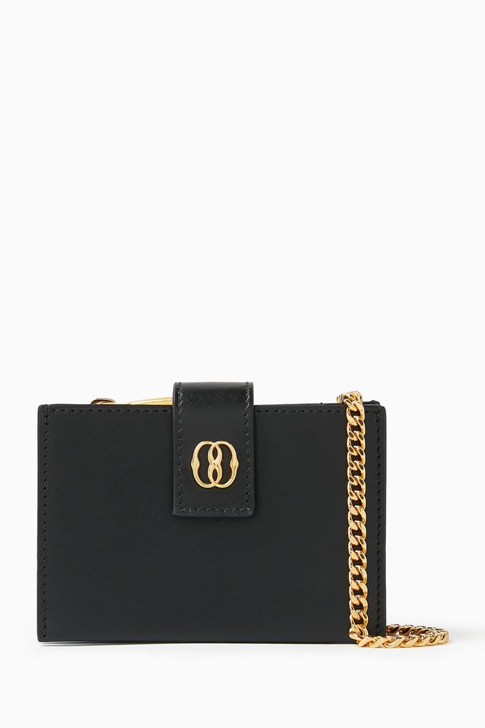 

Emblem Accordion Crossbody Bag in Leather, Black