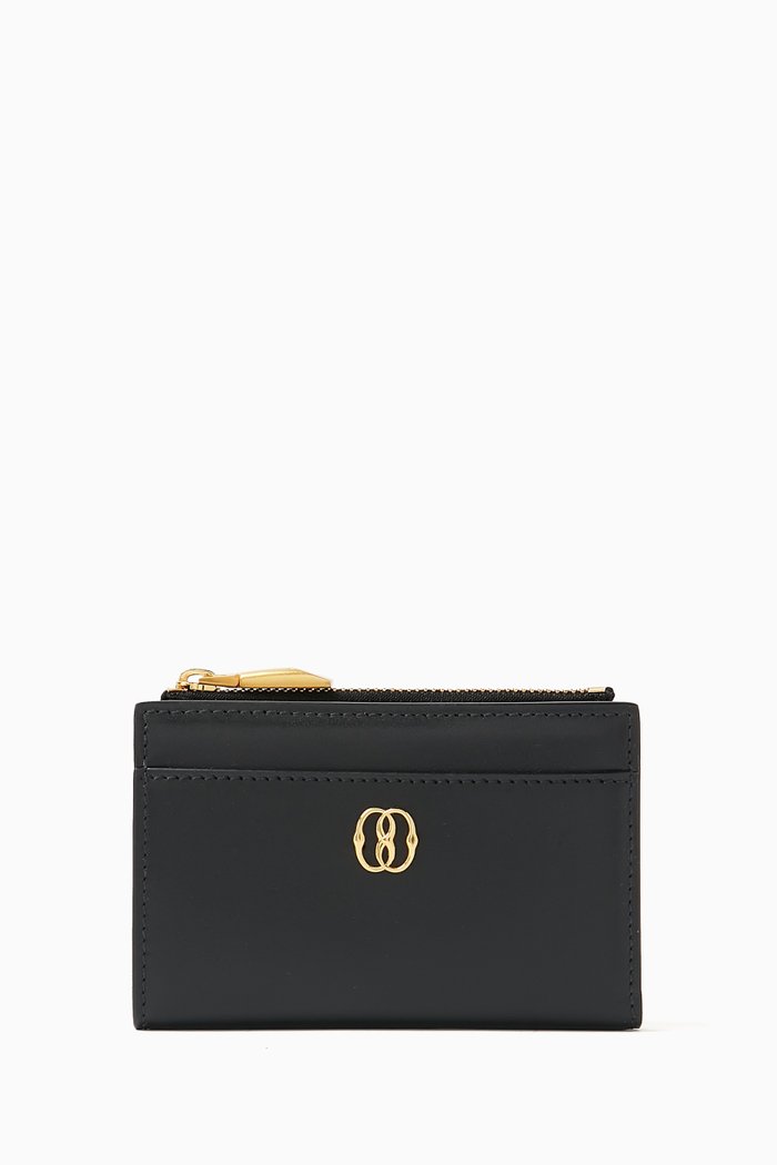 

Emblem Compact Wallet in Leather, Black