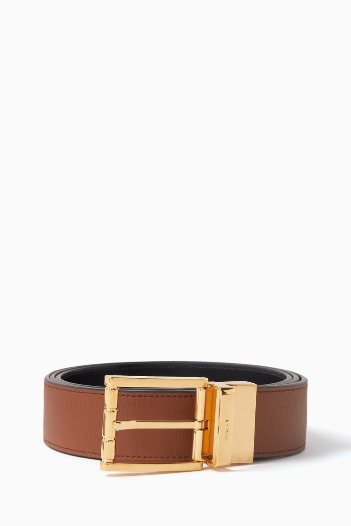 

Astory Reversible Belt in Grained Leather, Neutral