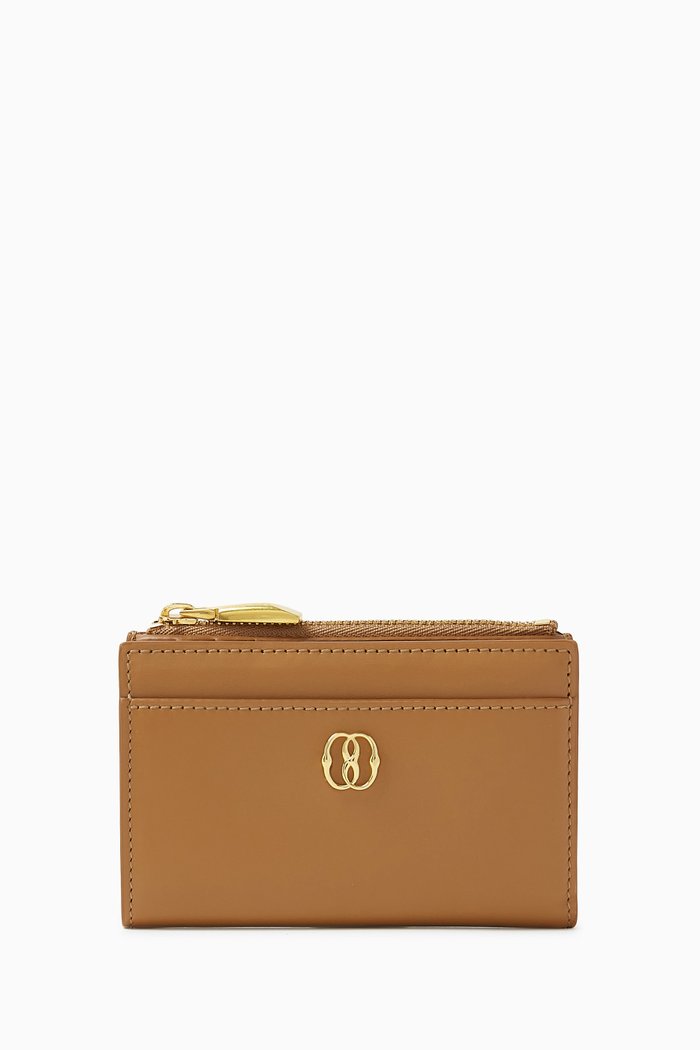 

Emblem Compact Wallet in Leather, Brown