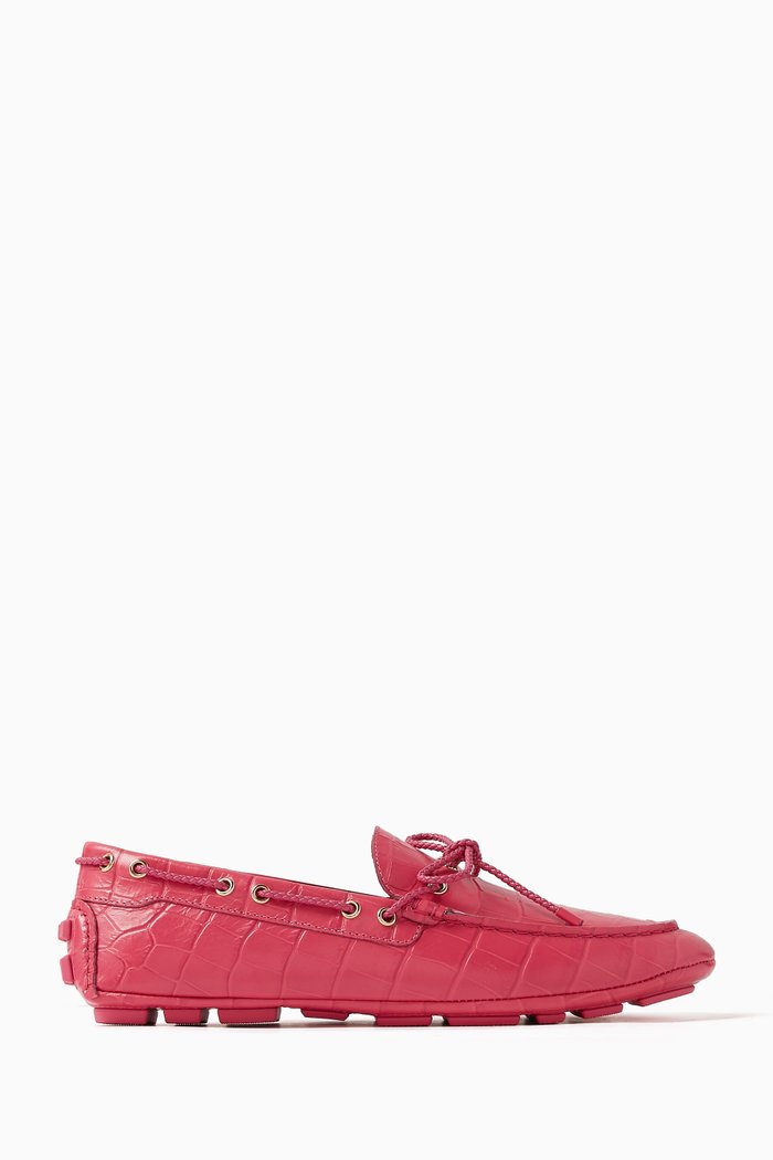 

Kyan Loafers in Croc-embossed Leather, Pink