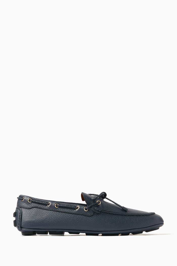 

Kyan Driver Shoes in Bovine Leather, Blue