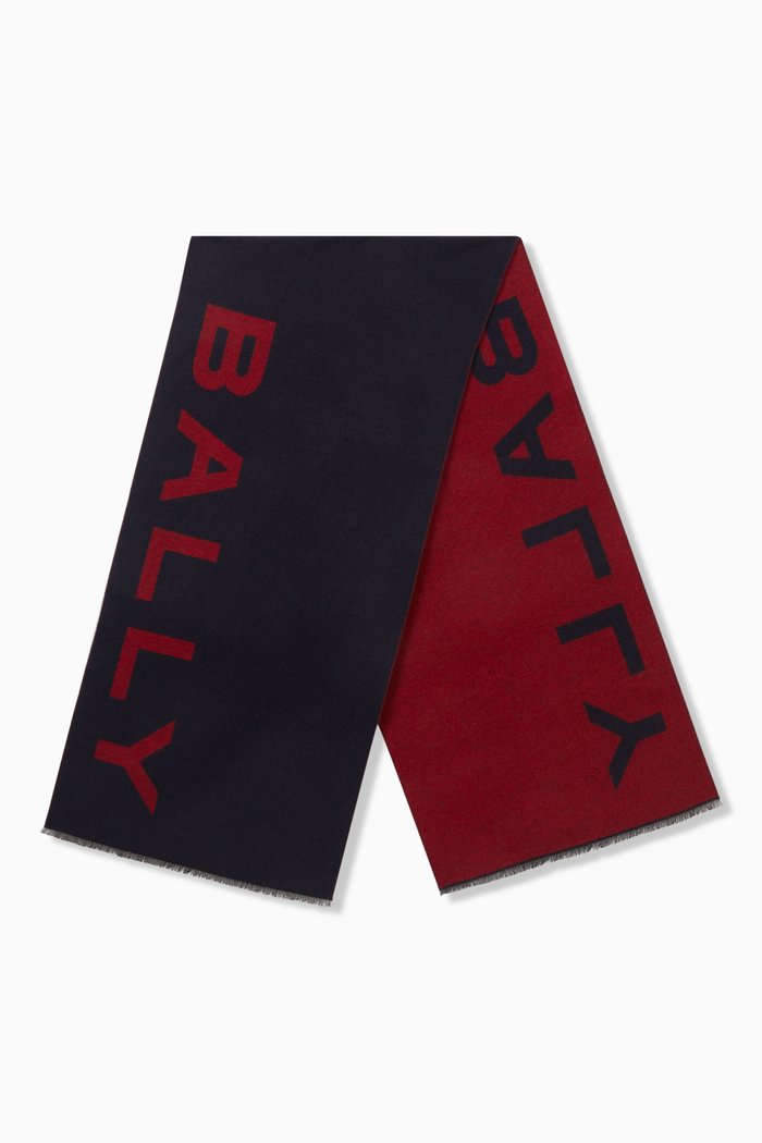 

Two-tone Logo Scarf in Merino Wool-blend, Burgundy